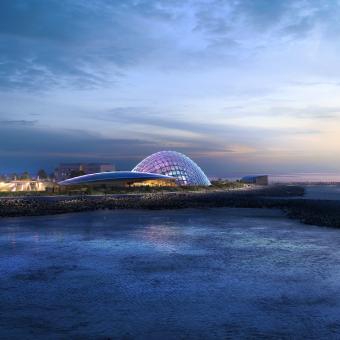 CGI image of Eden Project Morecambe at Dusk